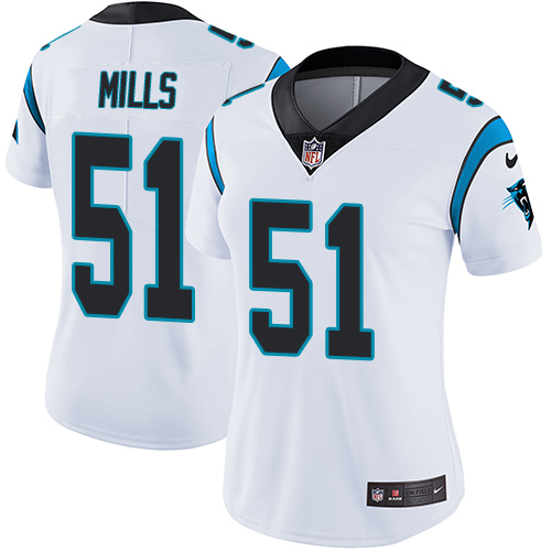 Nike Panthers #51 Sam Mills White Women's Stitched NFL Vapor Untouchable Limited Jersey